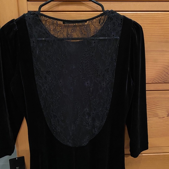 Zara Black Velvet Dress with Lace Back NEW NWT - Picture 4 of 8